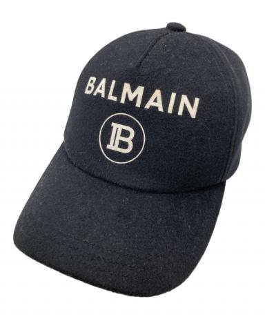 BALMAIN バルマン キャップ 中古・古着通販】BALMAIN (バルマン) ウールロゴキャップ ブラック