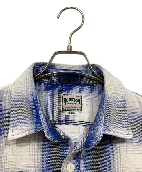 HOUSTON（ヒューストン）HOUSTON (ヒューストン) オンブレチェックシャツ ブルー×ブラック サイズ:Mの古着・服飾アイテム