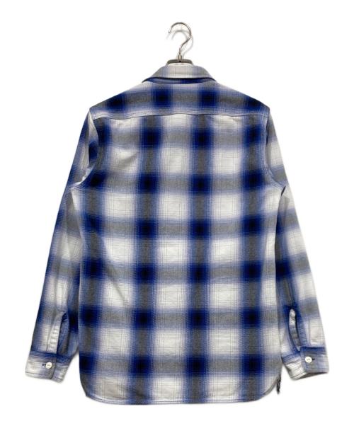 HOUSTON（ヒューストン）HOUSTON (ヒューストン) オンブレチェックシャツ ブルー×ブラック サイズ:Mの古着・服飾アイテム