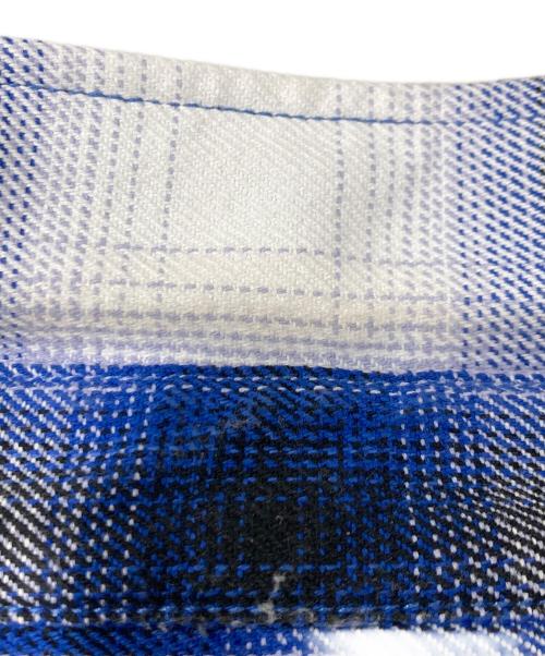 HOUSTON（ヒューストン）HOUSTON (ヒューストン) オンブレチェックシャツ ブルー×ブラック サイズ:Mの古着・服飾アイテム