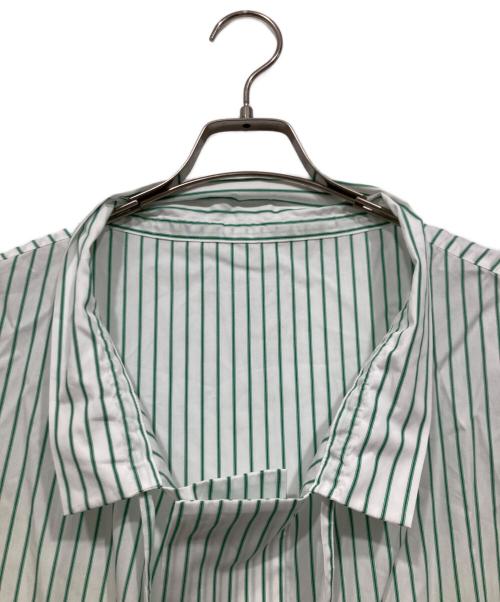 MACPHEE（マカフィー）MACPHEE (マカフィー) コットンポプリンストライプ ネックギャザーブラウス グリーン サイズ:36の古着・服飾アイテム