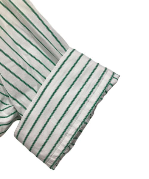 MACPHEE（マカフィー）MACPHEE (マカフィー) コットンポプリンストライプ ネックギャザーブラウス グリーン サイズ:36の古着・服飾アイテム