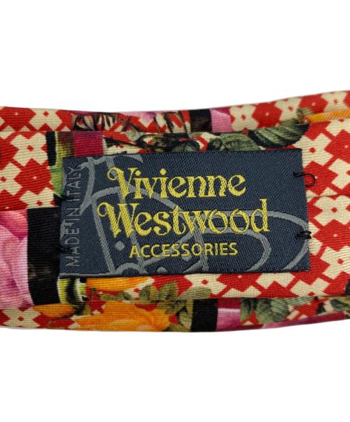 Vivienne Westwood（ヴィヴィアンウエストウッド）Vivienne Westwood (ヴィヴィアンウエストウッド) フラワープリント総柄シルクネクタイ レッド サイズ:サイズ表記なしの古着・服飾アイテム