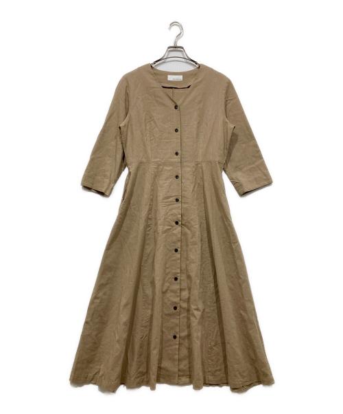 green label relaxing（グリーンレーベルリラクシング）green label relaxing (グリーンレーベルリラクシング) コットン/LI 2WAY フレア ワンピース ブラウン サイズ:-の古着・服飾アイテム