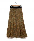 ne quittez pasヌキテパ）の古着「フラワープリントスカート」｜ネイビー×ブラウン