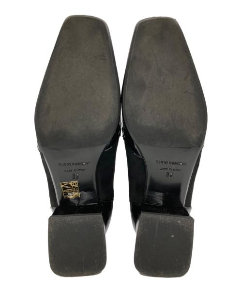 FABIO RUSCONI（ファビオルスコーニ）FABIO RUSCONI (ファビオルスコーニ) ビット付き スクエアトゥ ストレッチレザー ショートブーツ ブラック サイズ:39の古着・服飾アイテム