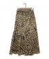 MACPHEE (マカフィー) レオパードプリント アシンメトリーギャザースカート ベージュ×ブラック サイズ:36 未使用品：3000円