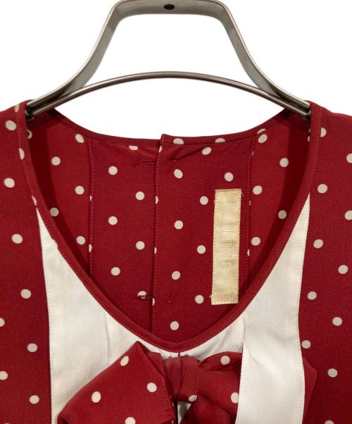 PINK HOUSE（ピンクハウス）PINK HOUSE (ピンクハウス) ドットリボンノースリーブワンピース レッド サイズ:サイズ表記なしの古着・服飾アイテム