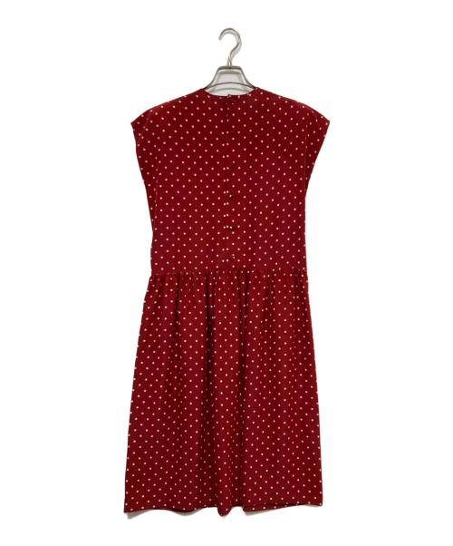 PINK HOUSE（ピンクハウス）PINK HOUSE (ピンクハウス) ドットリボンノースリーブワンピース レッド サイズ:サイズ表記なしの古着・服飾アイテム