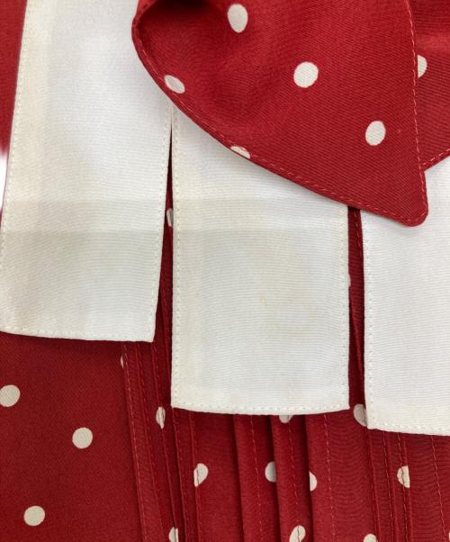 PINK HOUSE（ピンクハウス）PINK HOUSE (ピンクハウス) ドットリボンノースリーブワンピース レッド サイズ:サイズ表記なしの古着・服飾アイテム