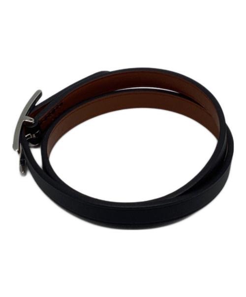 HERMES（エルメス）HERMES (エルメス) レザーブレスレット / ドゥーブルトゥール ブラックの古着・服飾アイテム