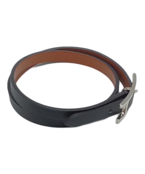 HERMES（エルメス）HERMES (エルメス) レザーブレスレット / ドゥーブルトゥール ブラックの古着・服飾アイテム