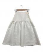 M-premierBLACKエムプルミエブラック）の古着「キルトライクギャザー切替スカート」｜ホワイト