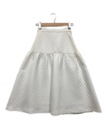 M-premierBLACK（エムプルミエブラック）の古着「キルトライクギャザー切替スカート」｜ホワイト