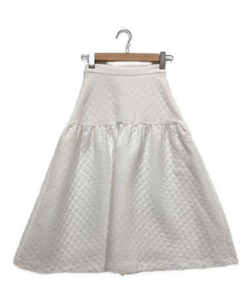 M-premierBLACK（エムプルミエブラック）M-premierBLACK (エムプルミエブラック) キルトライクギャザー切替スカート ホワイト サイズ:34の古着・服飾アイテム