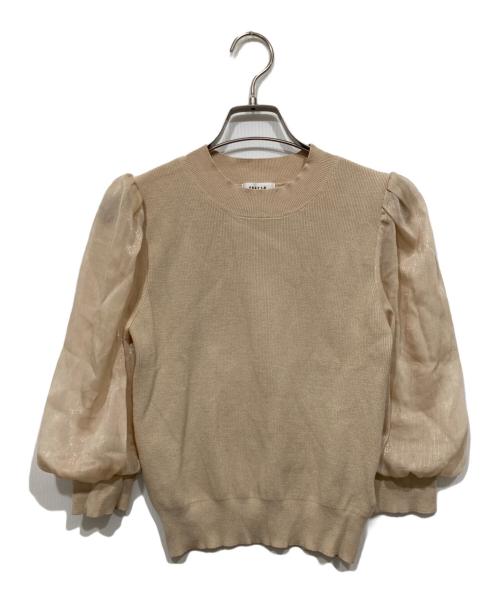 FRAY ID（フレイ アイディー）FRAY ID (フレイ アイディー) スパークシフォンスリーブニット ベージュ サイズ:Fの古着・服飾アイテム