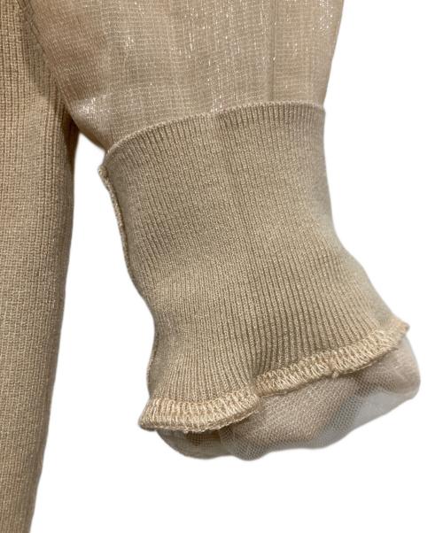 FRAY ID（フレイ アイディー）FRAY ID (フレイ アイディー) スパークシフォンスリーブニット ベージュ サイズ:Fの古着・服飾アイテム