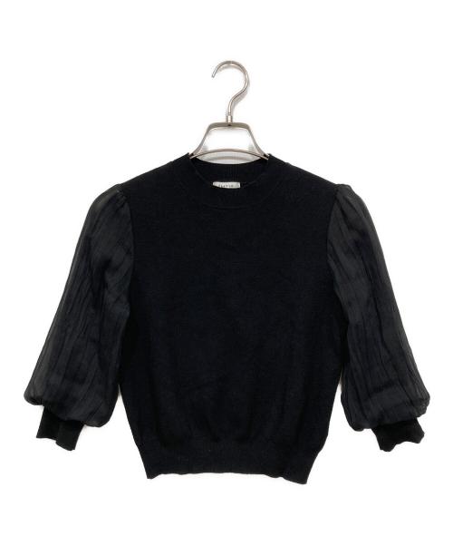 FRAY ID（フレイ アイディー）FRAY ID (フレイ アイディー) シフォンスリーブニットPO ブラック サイズ:Fの古着・服飾アイテム