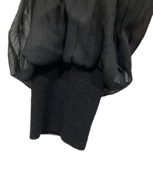 FRAY ID（フレイ アイディー）FRAY ID (フレイ アイディー) シフォンスリーブニットPO ブラック サイズ:Fの古着・服飾アイテム