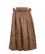 nest Robeネストローブ）の古着「リネンコットンギャザーワイドスカート」｜ブラウン