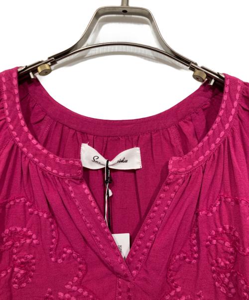 sara mallika（サラマリカ）sara mallika (サラマリカ) コットンリネンドレス / COTTON-LINEN PATCH DRESS ピンク サイズ:Mの古着・服飾アイテム