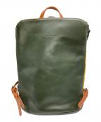 KAGUYAMA KABANカグヤマ カバン）の古着「リュック / 革と帆布のお出かけリュック」｜グリーン×イエロー