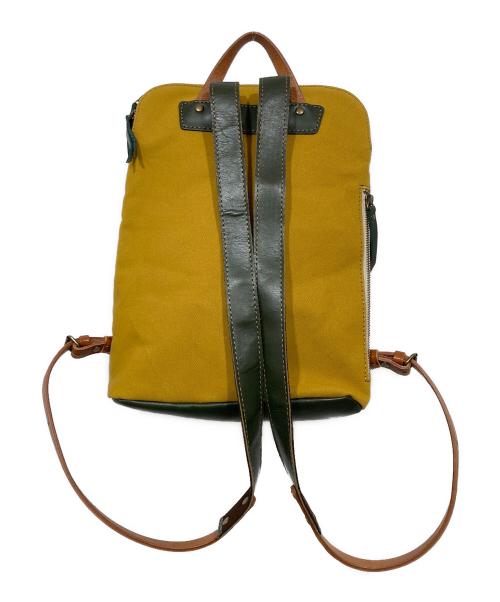 KAGUYAMA KABAN（カグヤマ カバン）kaguyama kaban (カグヤマ カバン) リュック / 革と帆布のお出かけリュック グリーン×イエローの古着・服飾アイテム