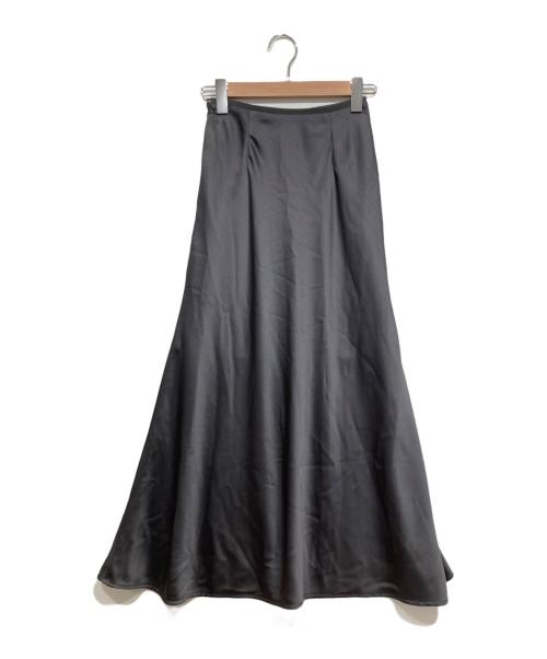 Mila Owen（ミラオーウェン）Mila Owen (ミラオーウェン) ウエストグログランサテンナロースカート グレーの古着・服飾アイテム
