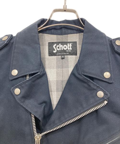 Schott（ショット）Schott (ショット) コットンダブルライダースジャケット ネイビー サイズ:40の古着・服飾アイテム