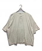 STEVEN ALANスティーブンアラン）の古着「ヘンリーネックカットソー /  HENLEY NECK SHORT SLEEVE TEE -WIDE」｜アイボリー