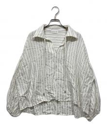 ROSIEE（ロージー）の古着「リネンストライプシャツ / 綿麻ストライプブラウス」｜ホワイト