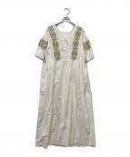 SOULEIADOソレイアード）の古着「コットンエンブロイダリー ボリュームスリーブワンピース」｜ホワイト