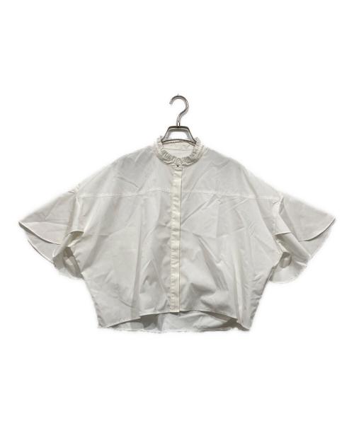 green label relaxing（グリーンレーベルリラクシング）green label relaxing (グリーンレーベルリラクシング) フレアスリーブ クロップド シャツ ―マシンウォッシャブル・UVカット― グレー サイズ:freeの古着・服飾アイテム