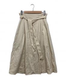 BALLSEY（ボールジィ）の古着「セルロースツイル ベルテッドフレアスカート」｜ベージュ