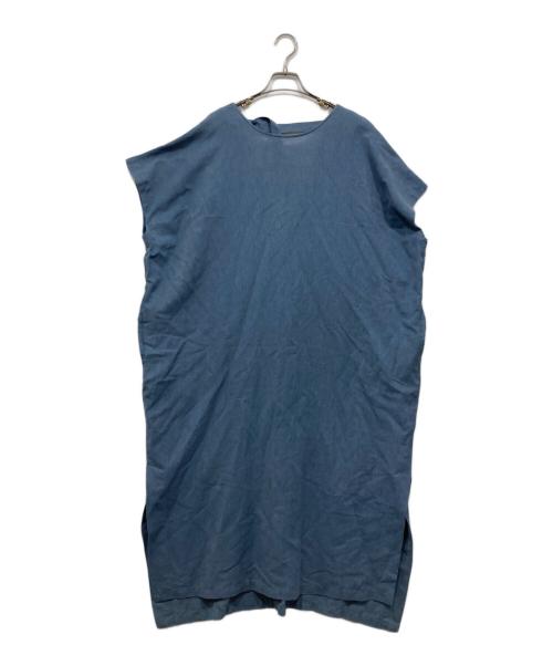 normment（ノーメント）normment (ノーメント) リネンコットン Vバック ワンピース ブルー サイズ:FREEの古着・服飾アイテム