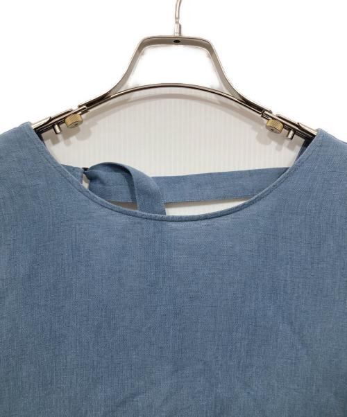 normment（ノーメント）normment (ノーメント) リネンコットン Vバック ワンピース ブルー サイズ:FREEの古着・服飾アイテム