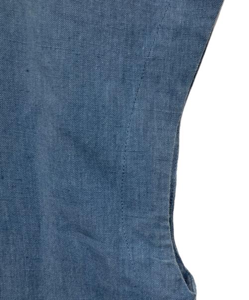 normment（ノーメント）normment (ノーメント) リネンコットン Vバック ワンピース ブルー サイズ:FREEの古着・服飾アイテム