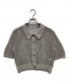 BEAUTY&YOUTHビューティーアンドユース）の古着「メッシュポロニットショートスリーブカーディガン」｜グレー