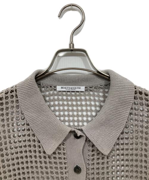 BEAUTY&YOUTH（ビューティーアンドユース）BEAUTY&YOUTH (ビューティーアンドユース) メッシュポロニットショートスリーブカーディガン グレー サイズ:サイズ表記なしの古着・服飾アイテム