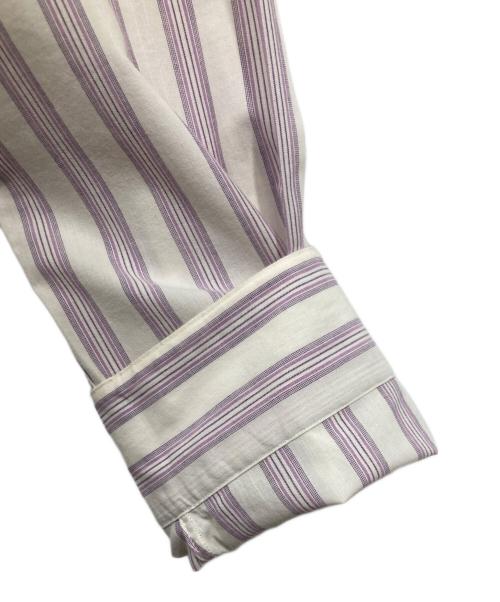 RRL（ダブルアールエル）RRL (ダブルアールエル) ラウンドカラーストライプシャツ パープル×ホワイト サイズ:16の古着・服飾アイテム