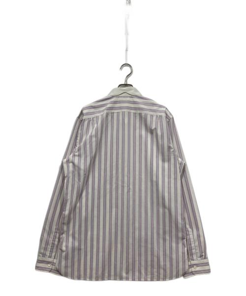 RRL（ダブルアールエル）RRL (ダブルアールエル) ラウンドカラーストライプシャツ パープル×ホワイト サイズ:16の古着・服飾アイテム
