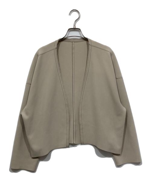 Adam et Rope（アダム エ ロペ）Adam et Rope (アダム エ ロペ) ニットジョーゼットボンディングジャケット ベージュ サイズ:-の古着・服飾アイテム