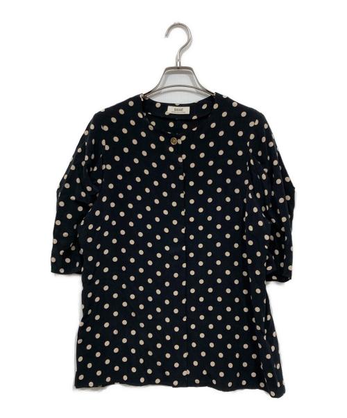 JOURNAL STANDARD（ジャーナルスタンダード）JOURNAL STANDARD (ジャーナルスタンダード) IPEKER/ボーダータックハーフスリーブブラウス ネイビー サイズ:Fの古着・服飾アイテム