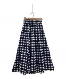 Mila Owen（ミラオーウェン）の古着「ボリュームフレアスカート」｜ネイビー×ホワイト