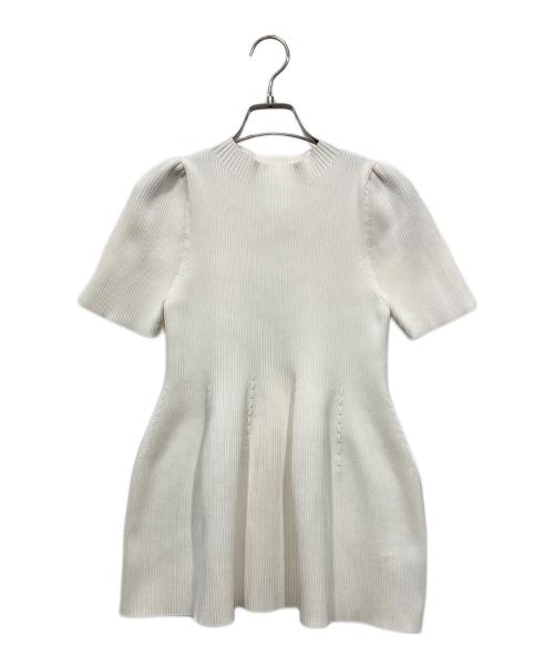 CELFORD（セルフォード）CELFORD (セルフォード) 半袖ペプラムニットプルオーバー ホワイト サイズ:36の古着・服飾アイテム