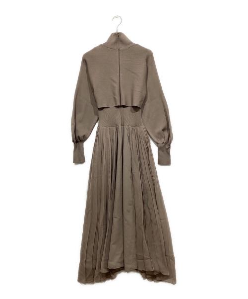 FRAY ID（フレイ アイディー）FRAY ID (フレイ アイディー) ミリタリーニットコンビドレス ベージュの古着・服飾アイテム