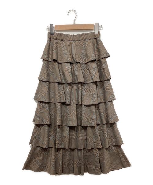 furfur（ファーファー）FURFUR (ファーファー) ティアードフリルスカート ベージュ サイズ:Fの古着・服飾アイテム