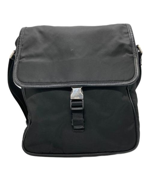 PRADA（プラダ）PRADA (プラダ) ナイロンフラップショルダーバッグ ブラックの古着・服飾アイテム