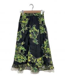 FRAY ID（フレイ アイディー）の古着「オパールミモレフレアスカート」｜ブラック×グリーン