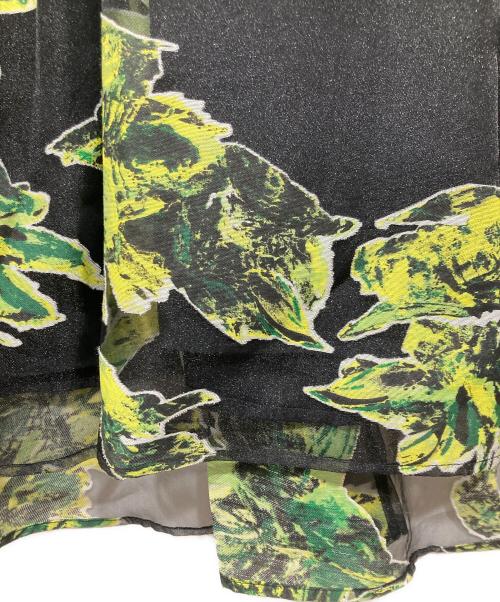 FRAY ID（フレイ アイディー）FRAY ID (フレイ アイディー) オパールミモレフレアスカート ブラック×グリーンの古着・服飾アイテム